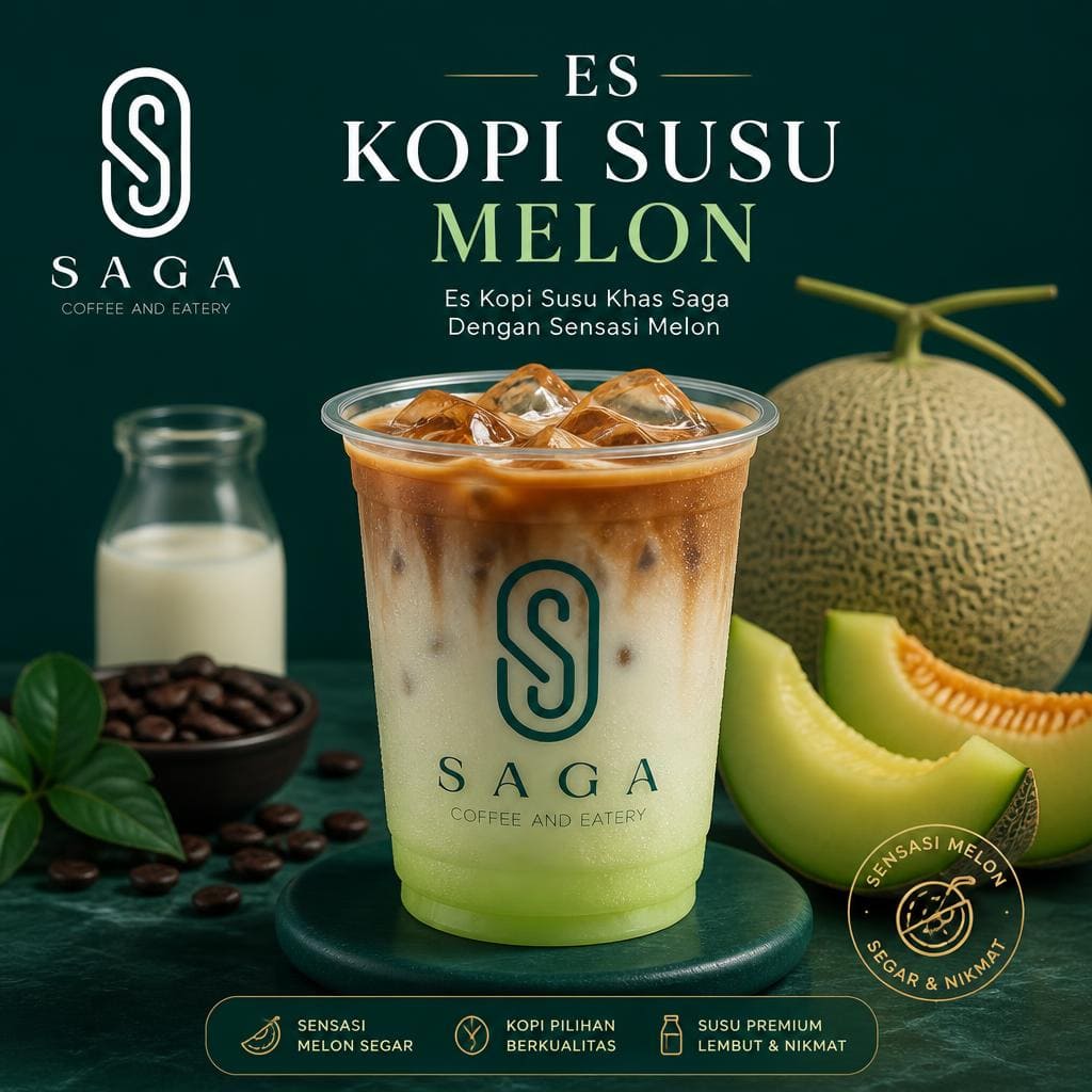 Es Kopi Susu Melon menu unggulan Saga Coffee House